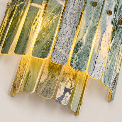 Pietra Green Marble Round Wall Sconce 11.8"D