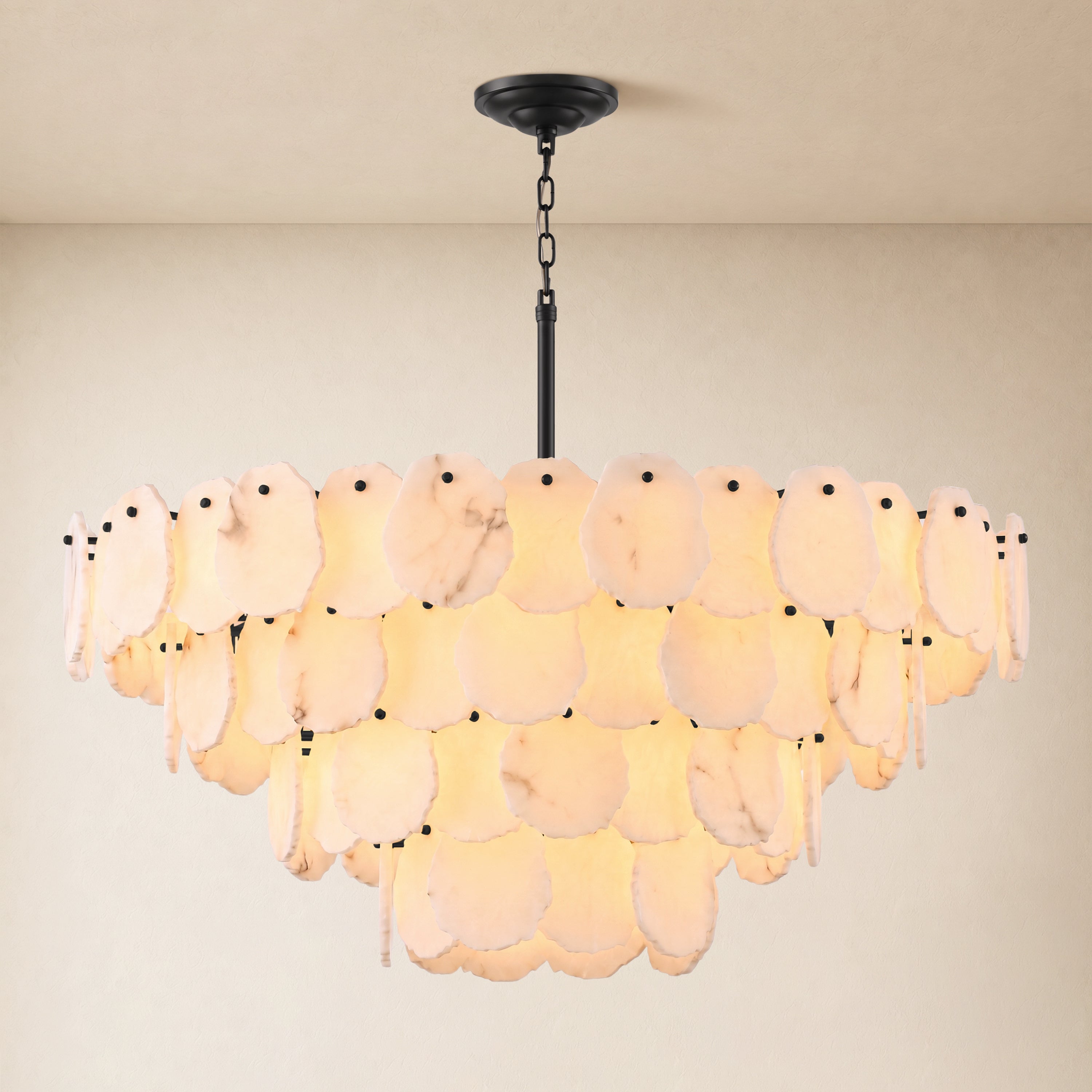 Moira Alabaster Multi-Tier Round Chandelier 48"D #_First_# #Finish_Black