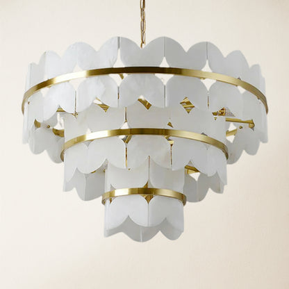 Cloudscape Alabaster Brass 3-Layer Chandelier 32"D