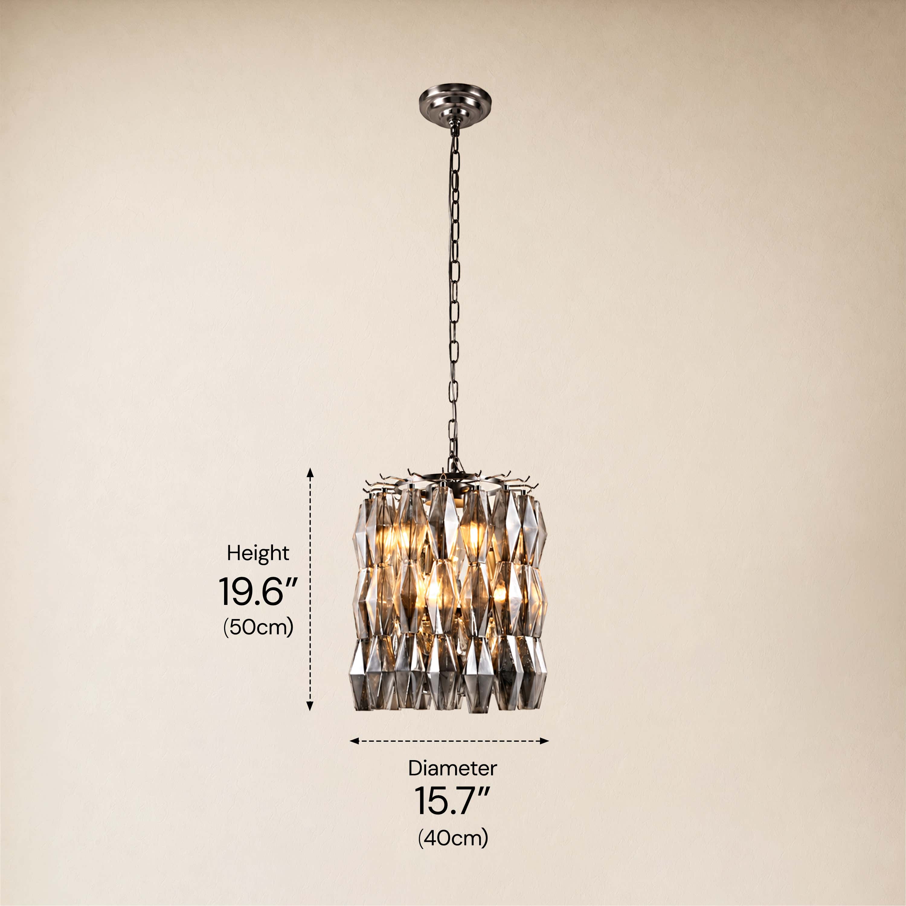 Celestial Drop Glass Cylinder Chandelier 15.7"D