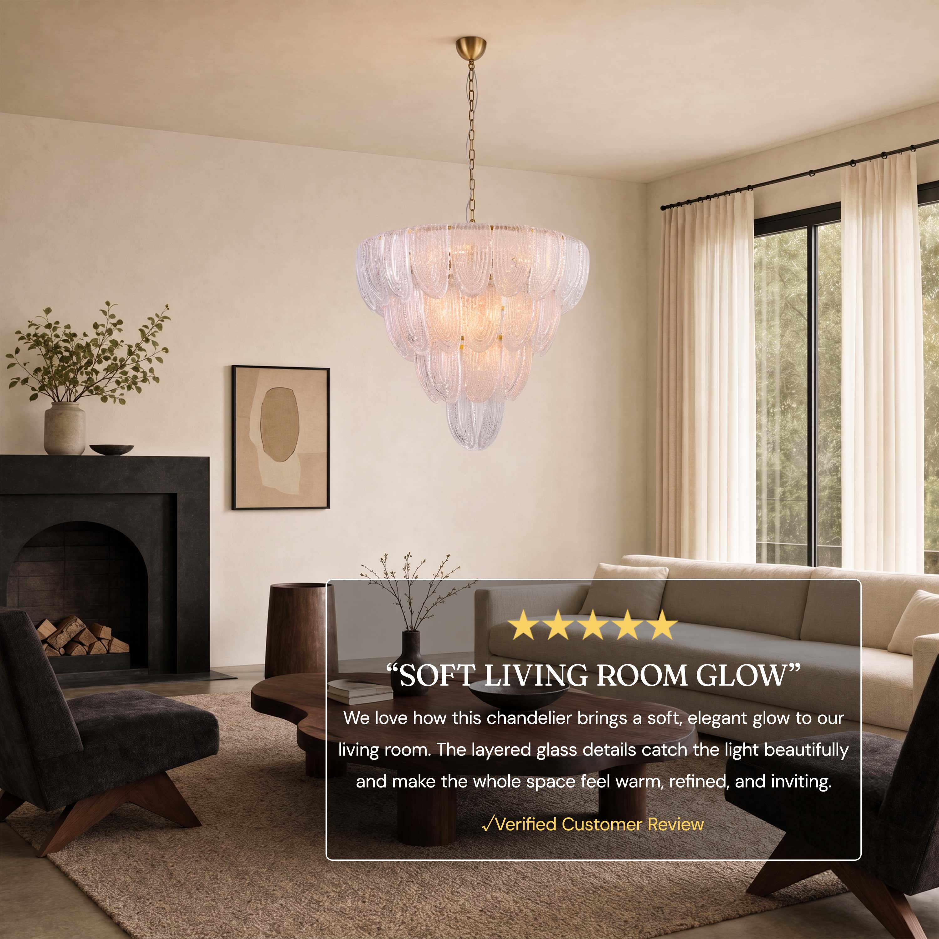 Veloura Textured Glass Loop Cascade Chandelier 25.2"W