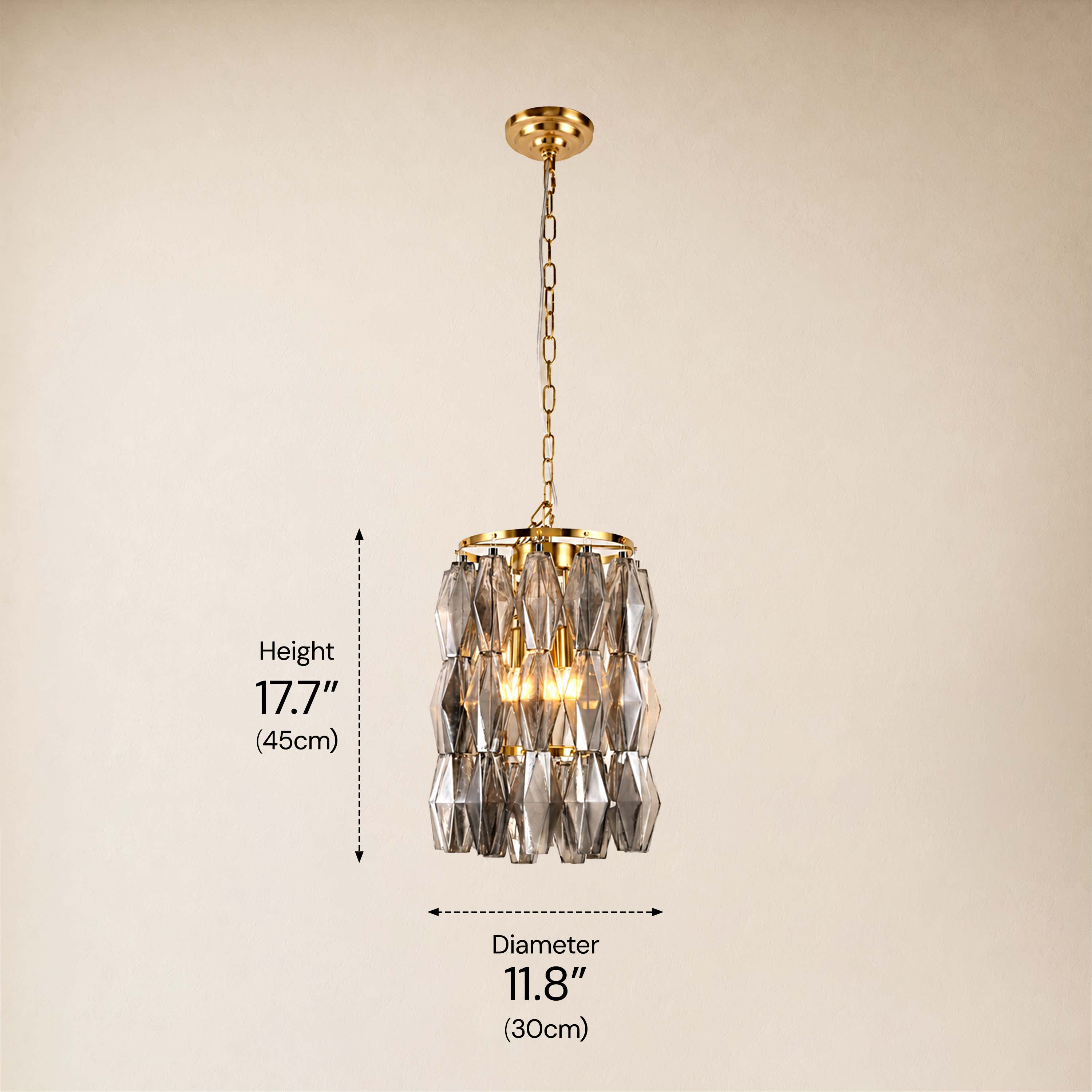 Celestial Drop Glass Cylinder Chandelier 11.8"D