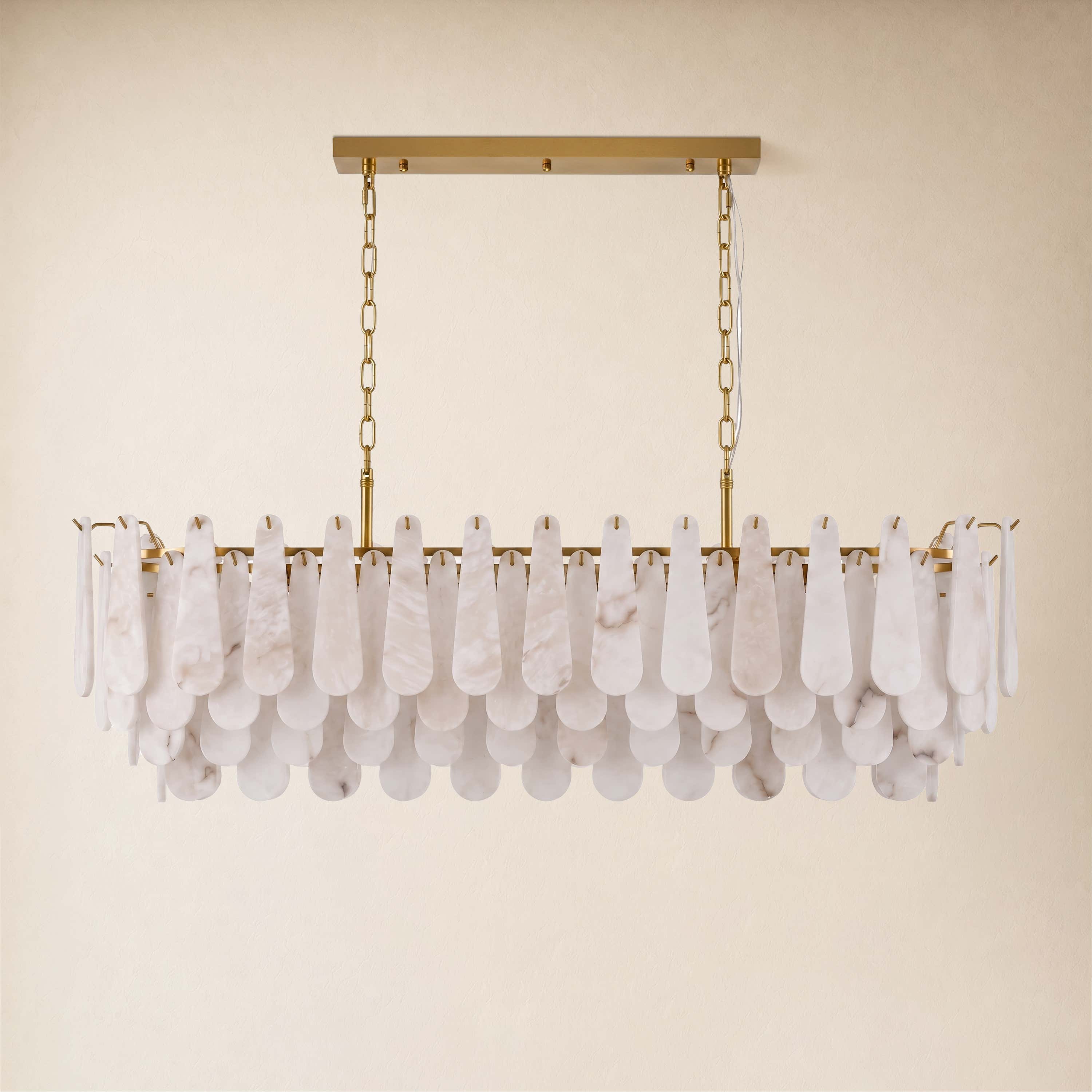 Caldera Alabaster Rectangular Custom Chandelier 54"W 72"W