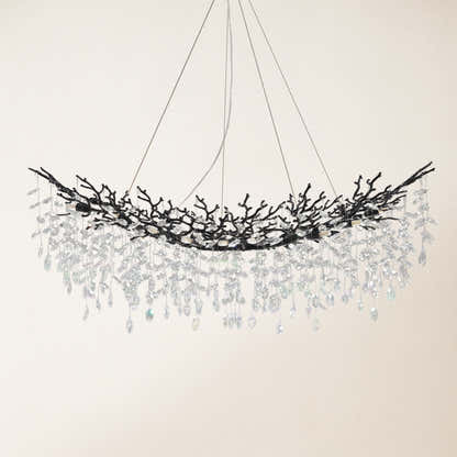 Frostleaf Crystal Cascade Tree Branch Linear Chandelier 55"W