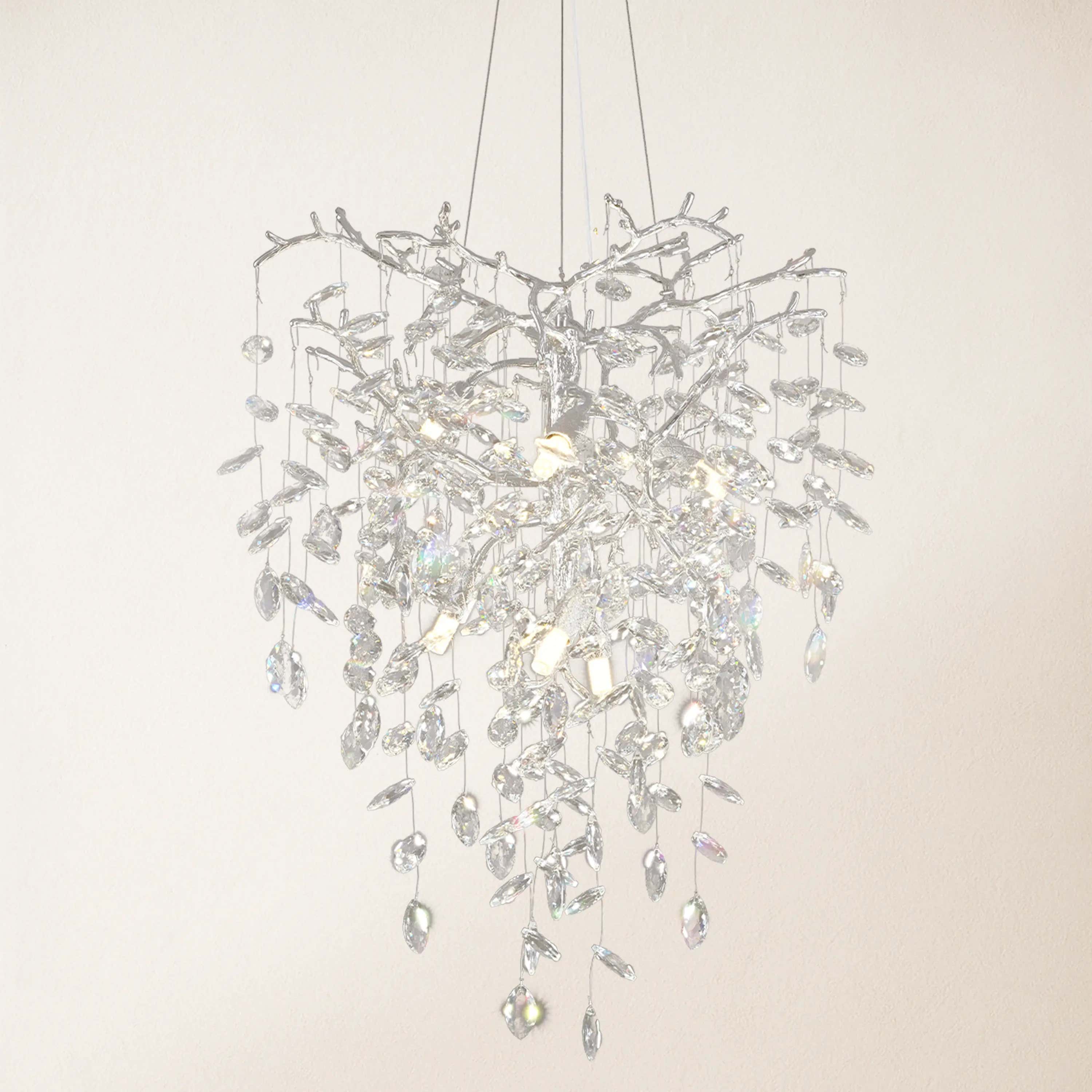 Frostleaf Crystal Grand Cascade Branches Chandelier 21"D