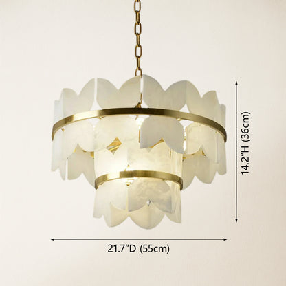 Cloudscape Alabaster Brass 2-Layer Chandelier 22"D