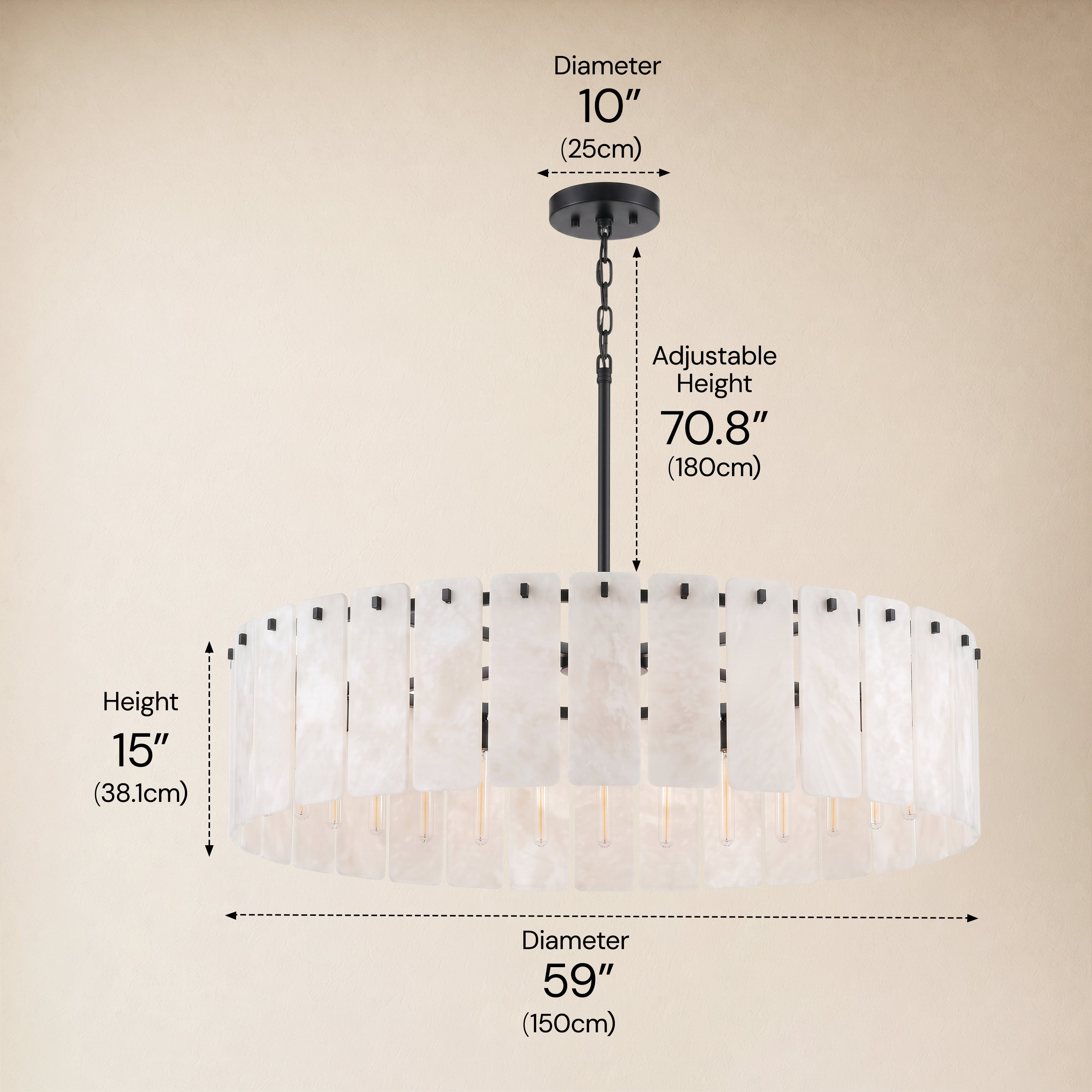 Lunara Alabaster Round Customize Chandelier 48