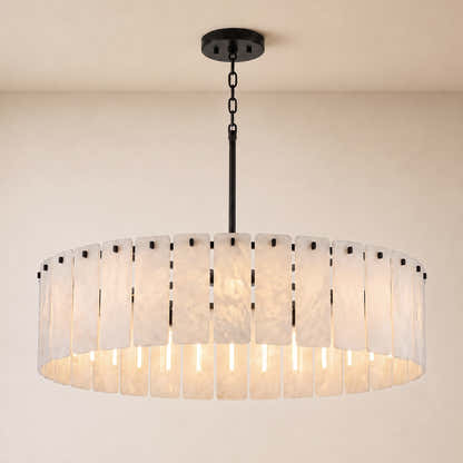 Lunara Alabaster Round Customize Chandelier 48"D 59"D