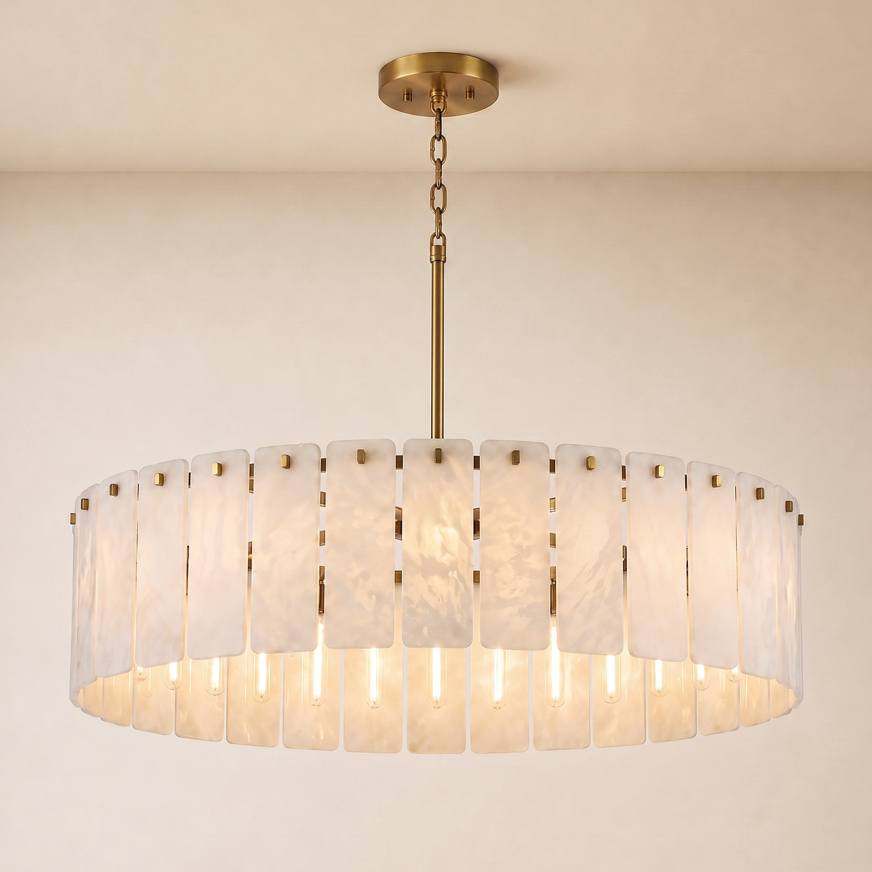 Lunara Alabaster Round Customize Chandelier 48"D 59"D#Finish_Gold,size_59"