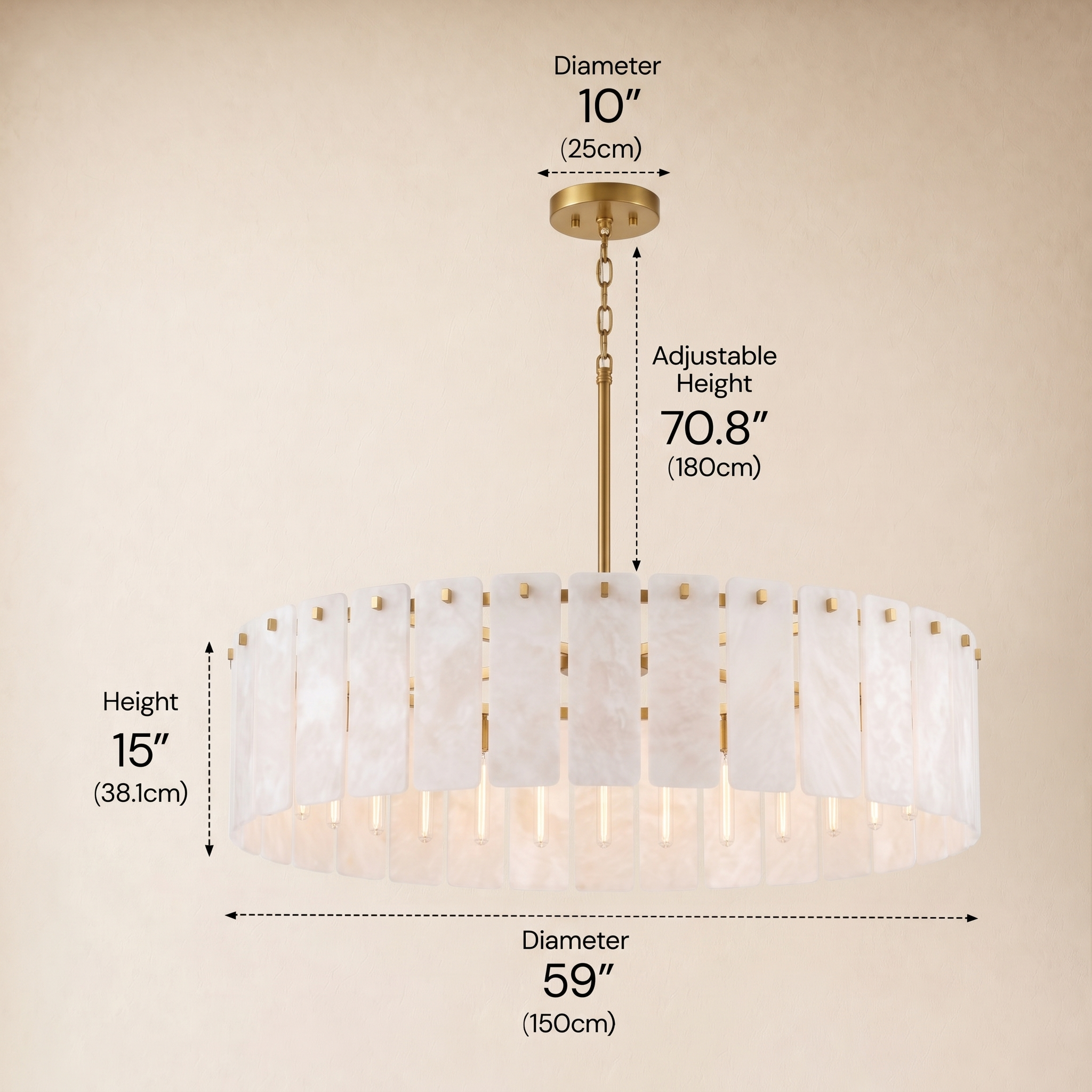 Lunara Alabaster Round Customize Chandelier 48
