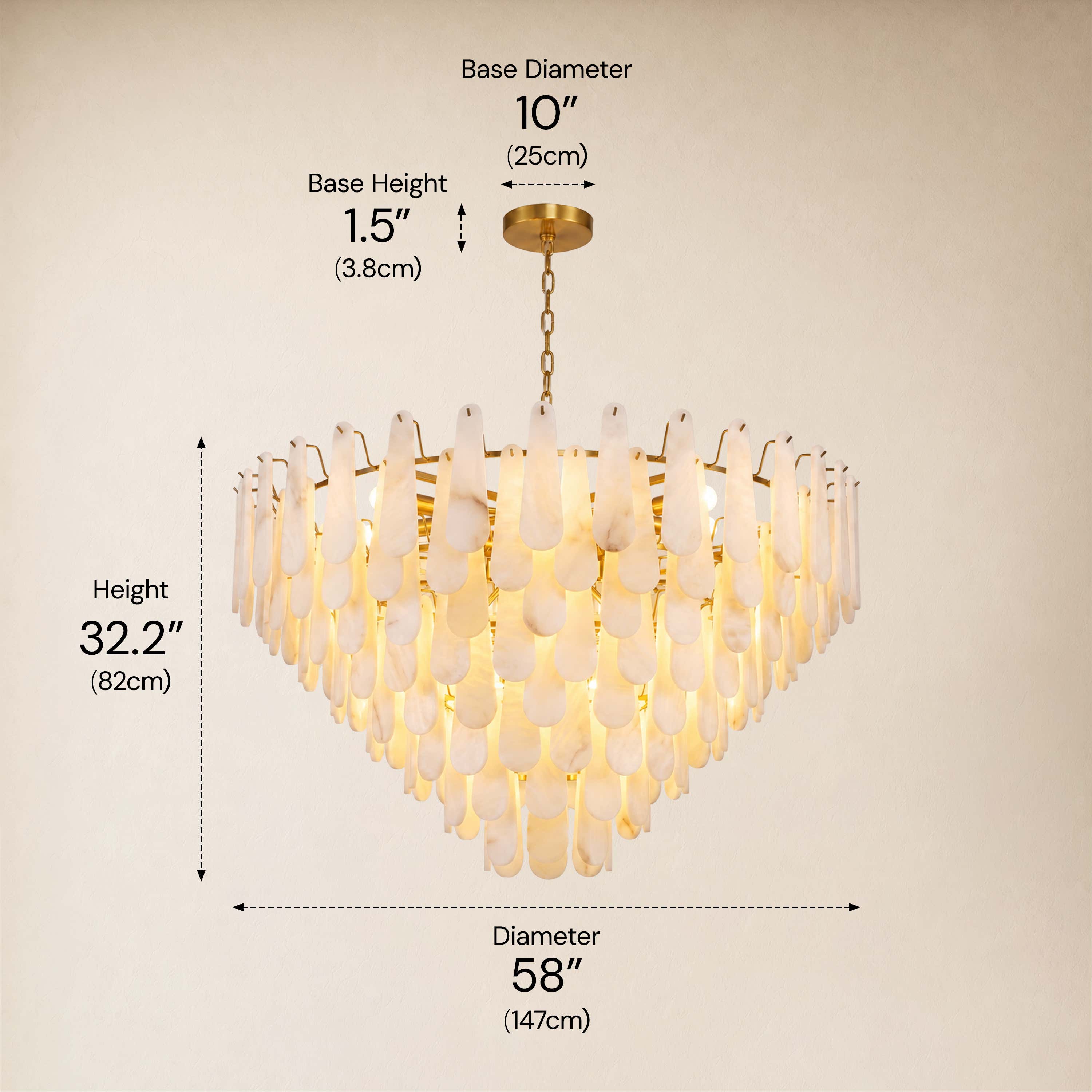 Caldera Alabaster Custom Round Chandelier 48"D 58"D