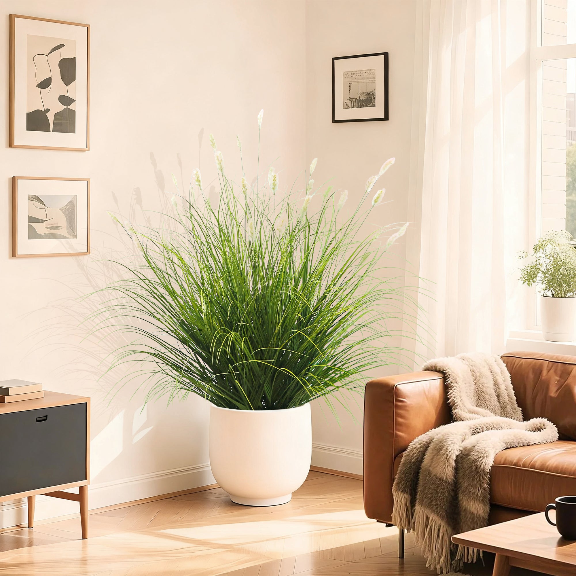 Artificial 36-Head Caterpillar with Curved-Straight Onion Grass Bonsai 110cm H