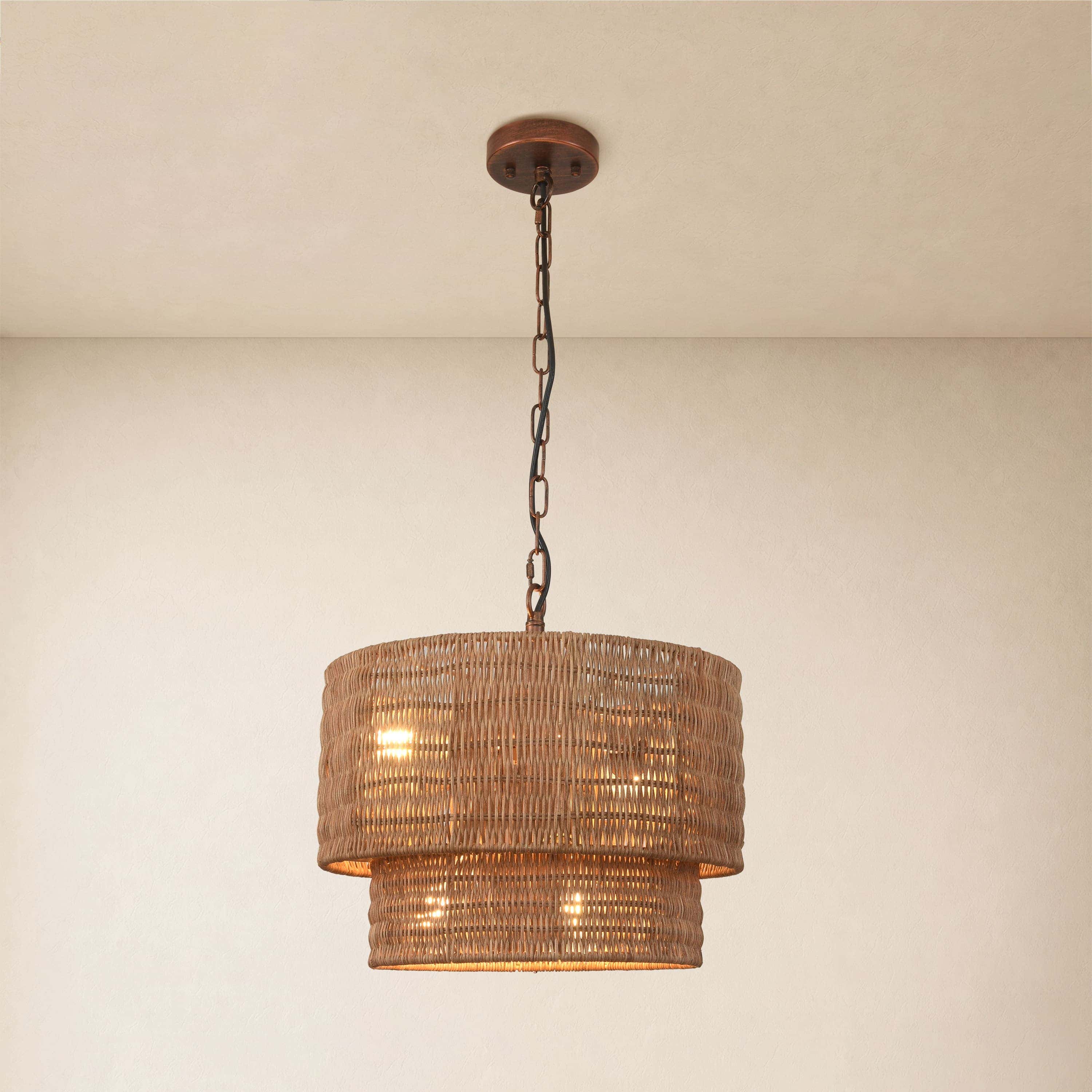 Cavana Rattan Round Pendant 16"D
