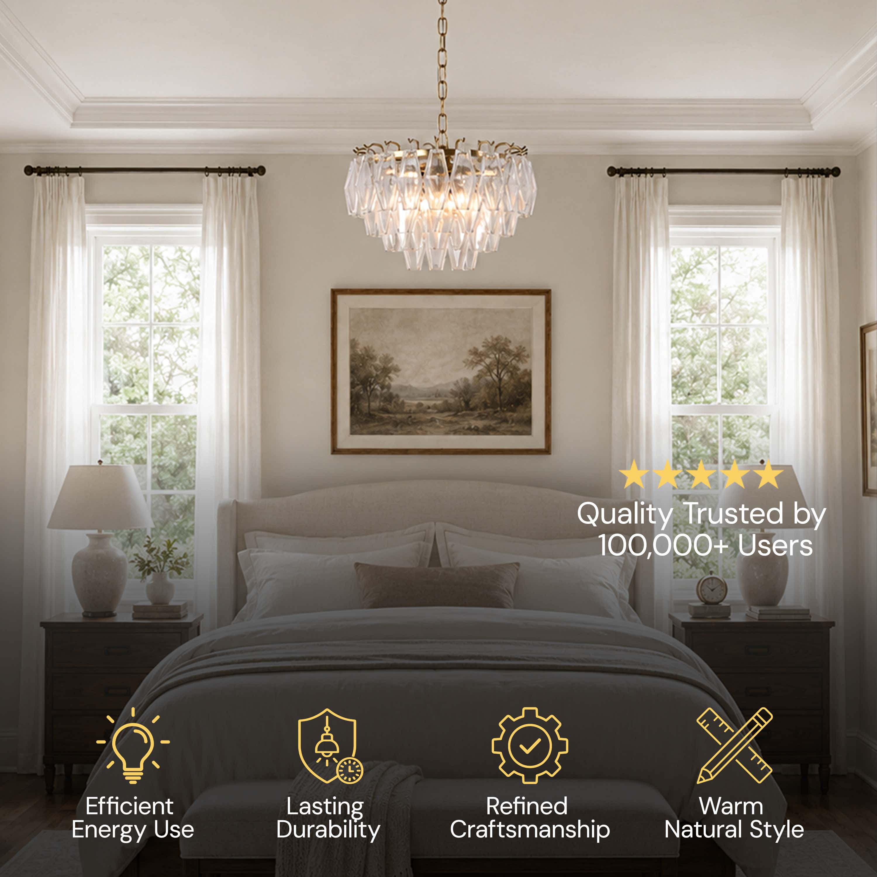 Celestial Drop Glass Round Chandelier 11.8"D