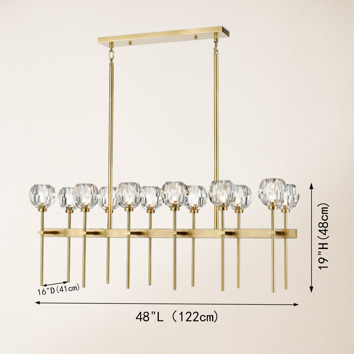 Parisian Crystal Double Linear Chandelier 48"L