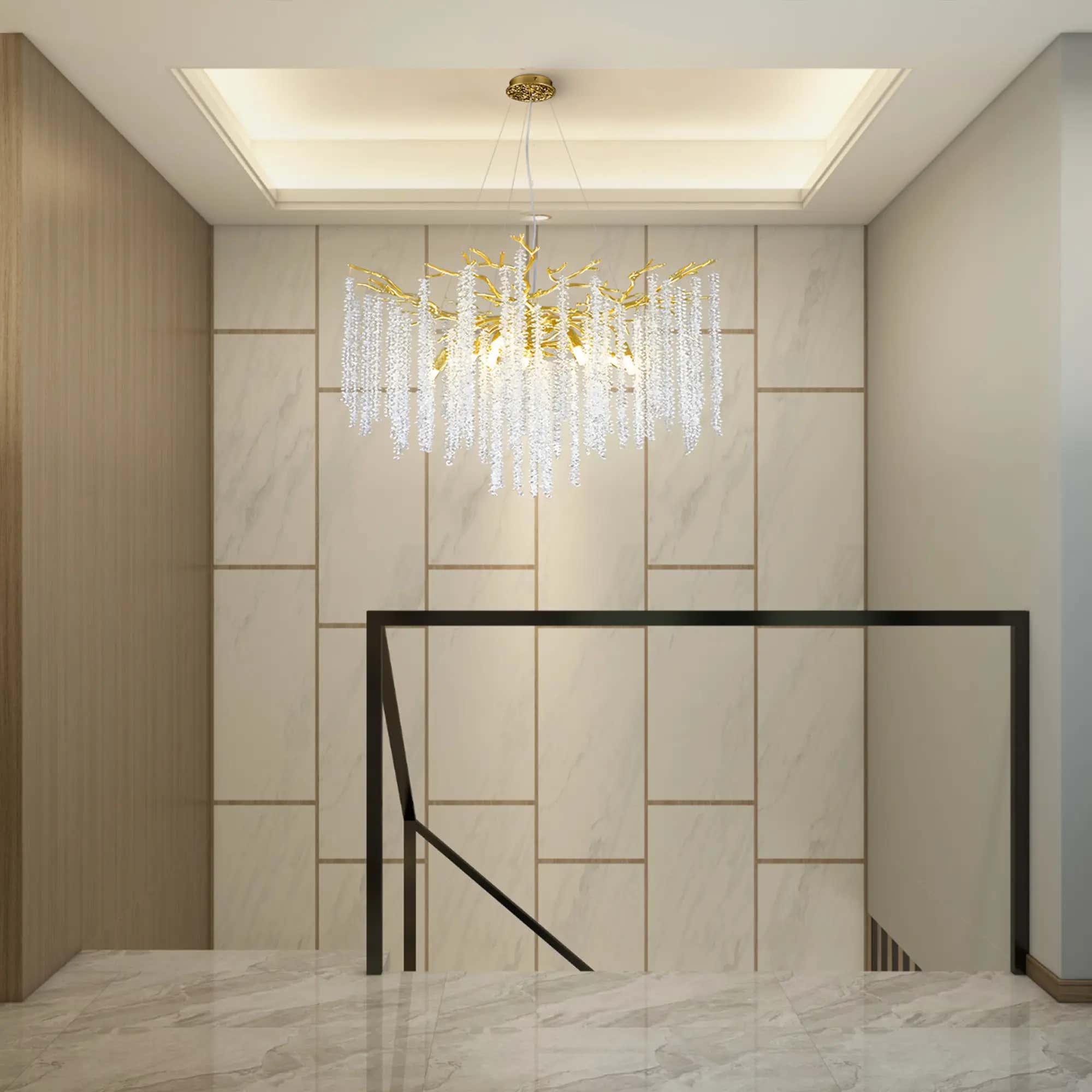 Snow Tree Branch Crystal Chandelier 30"D#Finish_Gold