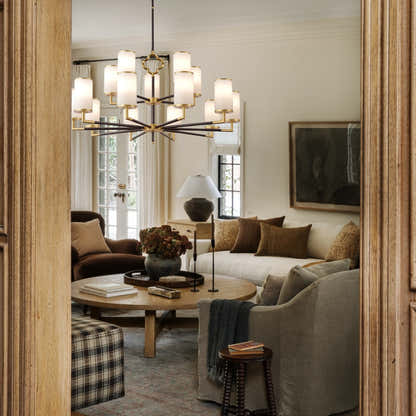 Moral Multi-layer Branda Alabaster Round chandelier 41"D#Finish_Gold