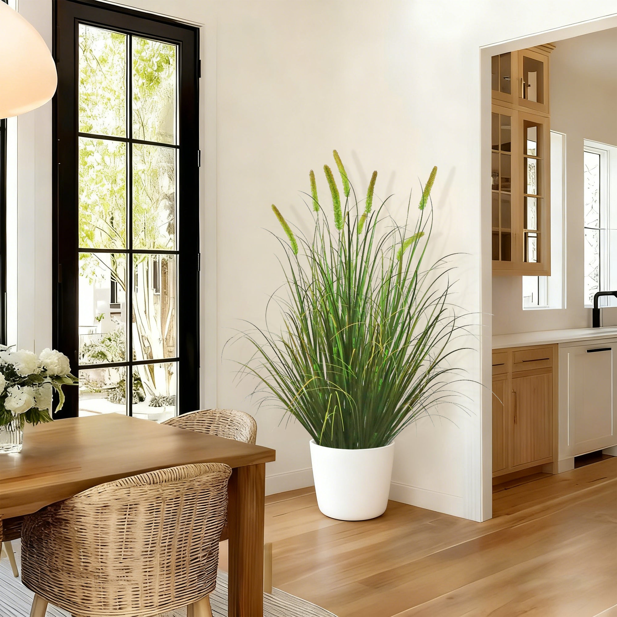 Artificial 8-Head Long Cat Tail with Curved Onion Grass Bonsai 140cm H