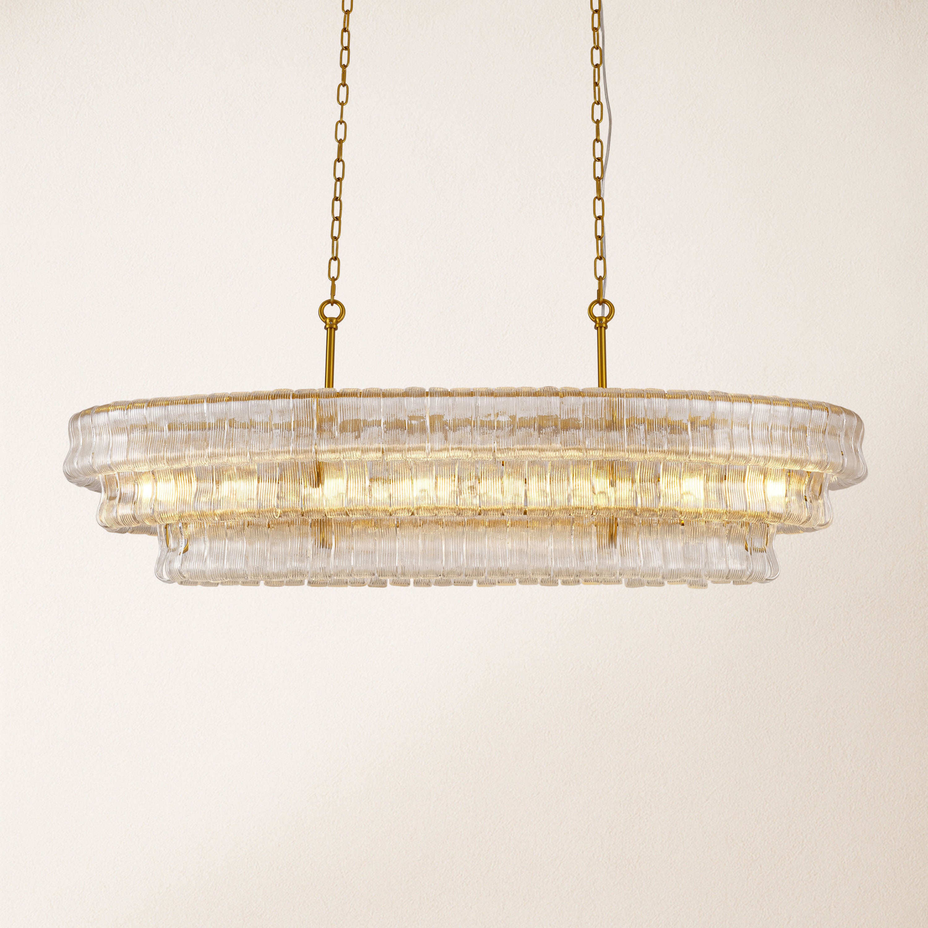 Ondalia Tiered Glass Oval Chandelier 54