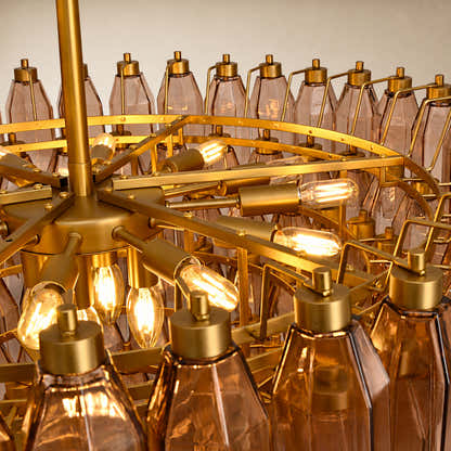Aurembra Amber Glass Round Chandelier 35.4"D
