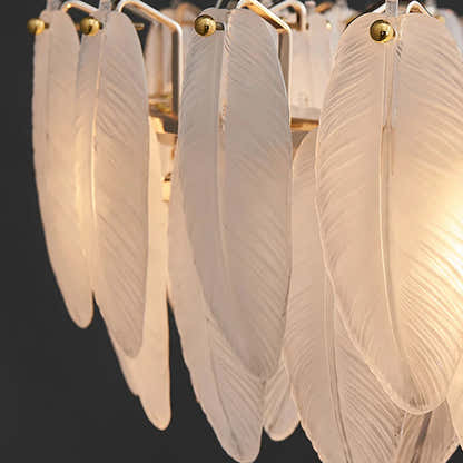 Avelis Glass Feather Linear Chandelier 40"W