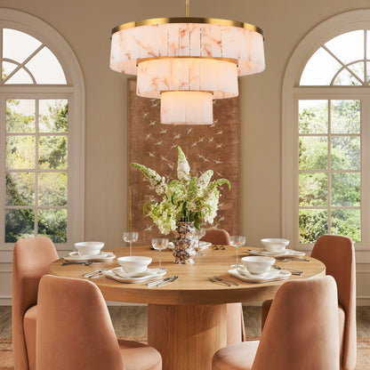 Solmare Alabaster Round Chandelier 34"