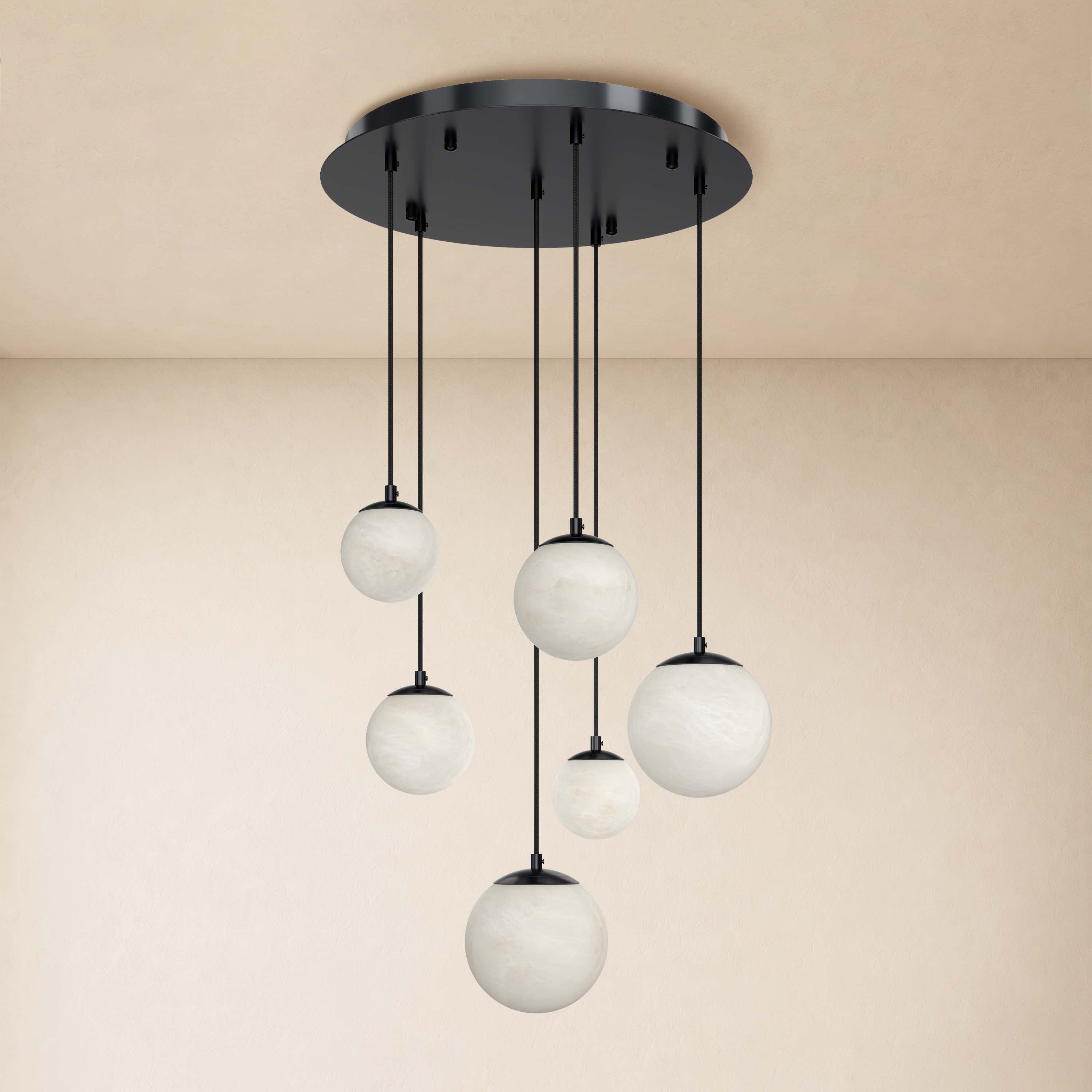Elviora Resin Alabaster Globe Round Chandelier