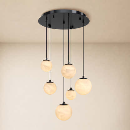 Elviora Resin Alabaster Globe Round Chandelier
