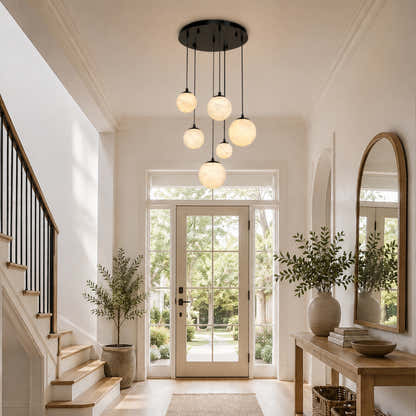 Elviora Resin Alabaster Globe Round Chandelier