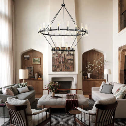 Cylora Glass Tube 2-Tier Round Chandelier 60"D