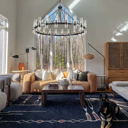 Cylora Glass Tube Round Chain Chandelier 60"D