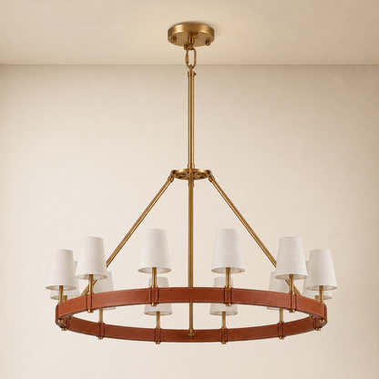 Corvella Leather Custom Round Chandelier 48" 60"W