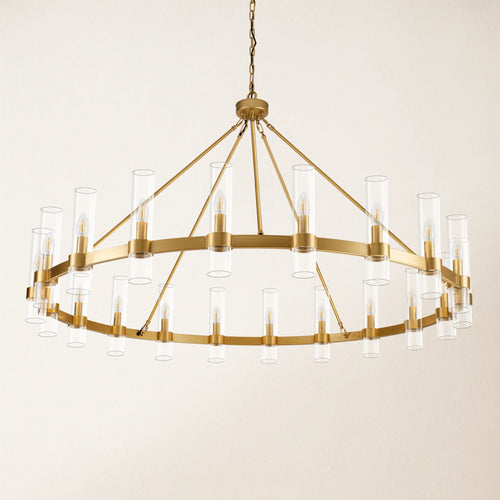 Cylora Glass Tube Round Chain Chandelier 60"