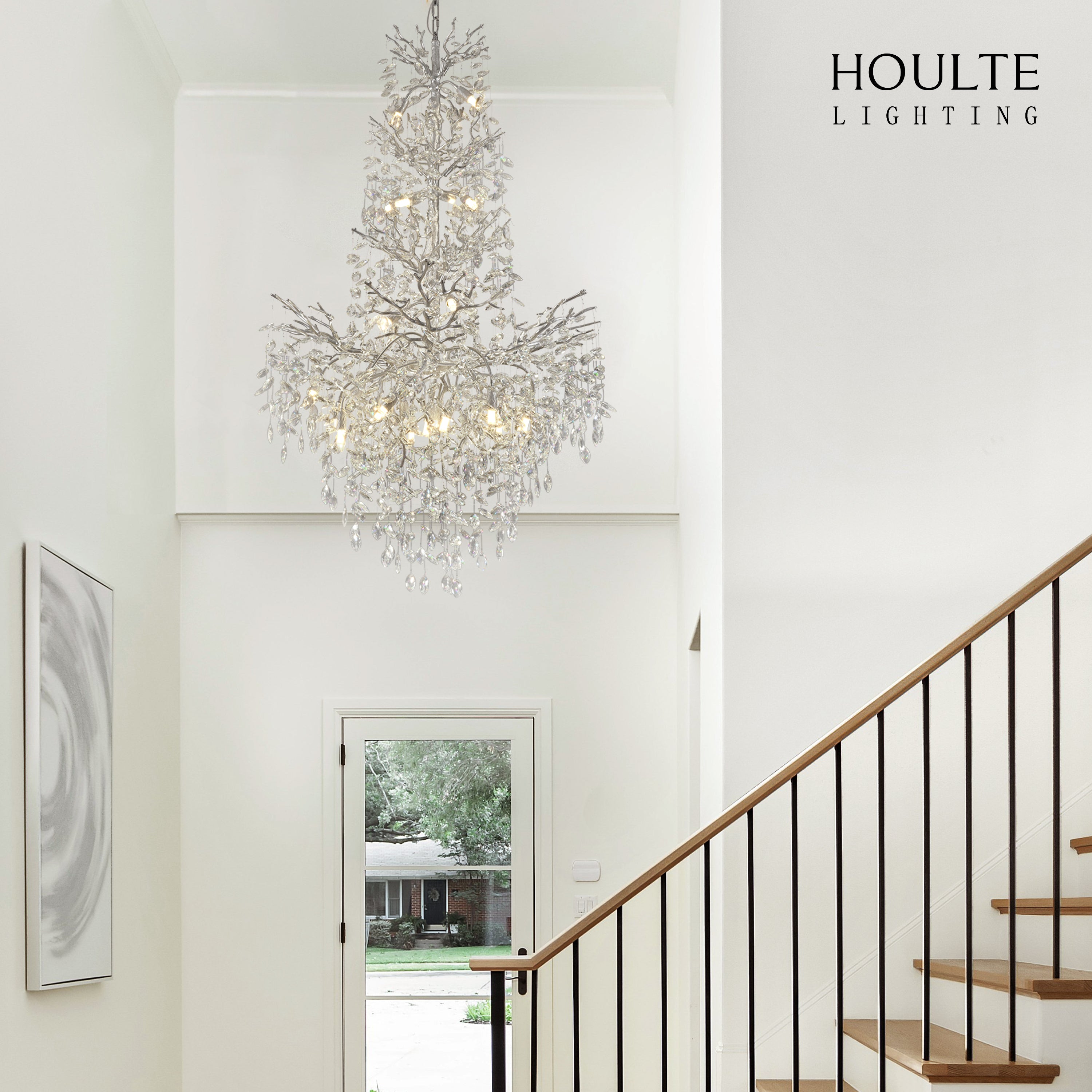 Frostleaf Crystal Cascade Grand Staircase Chandelier 61"H