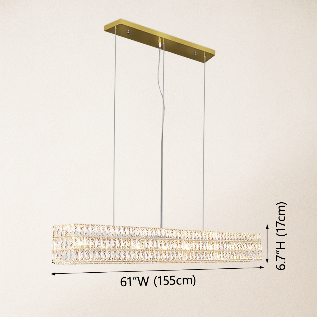 Mia Rectangular Crystal Chandelier 61"W
