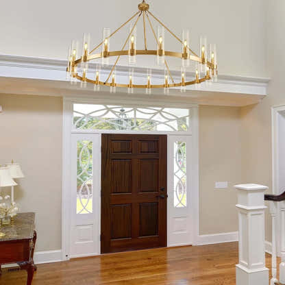 Cylora Glass Tube Round Chain Chandelier 60"D