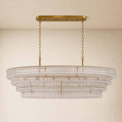 Ondalia Tiered Glass Custom Rectangular Chandelier 65"W