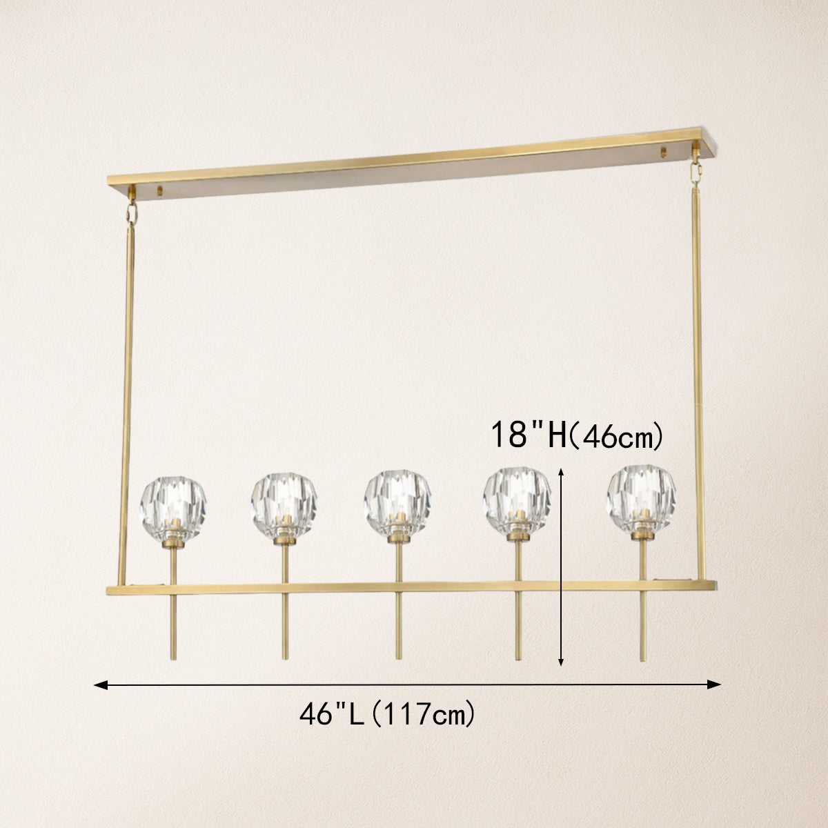 Parisian Crystal Linear Chandelier 46"L