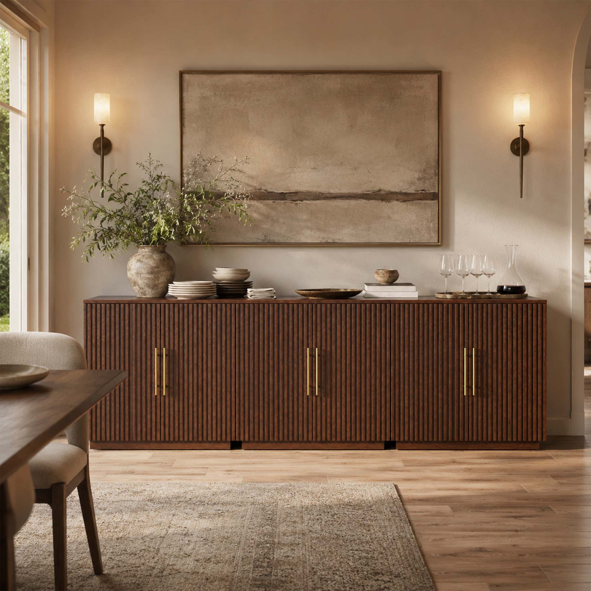 Holt 95″ Solid Oak Console(Set of 3)