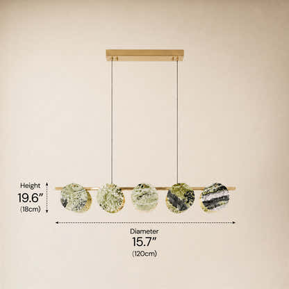 Pietra Green Marble Disc Linear Chandelier 47.2"W