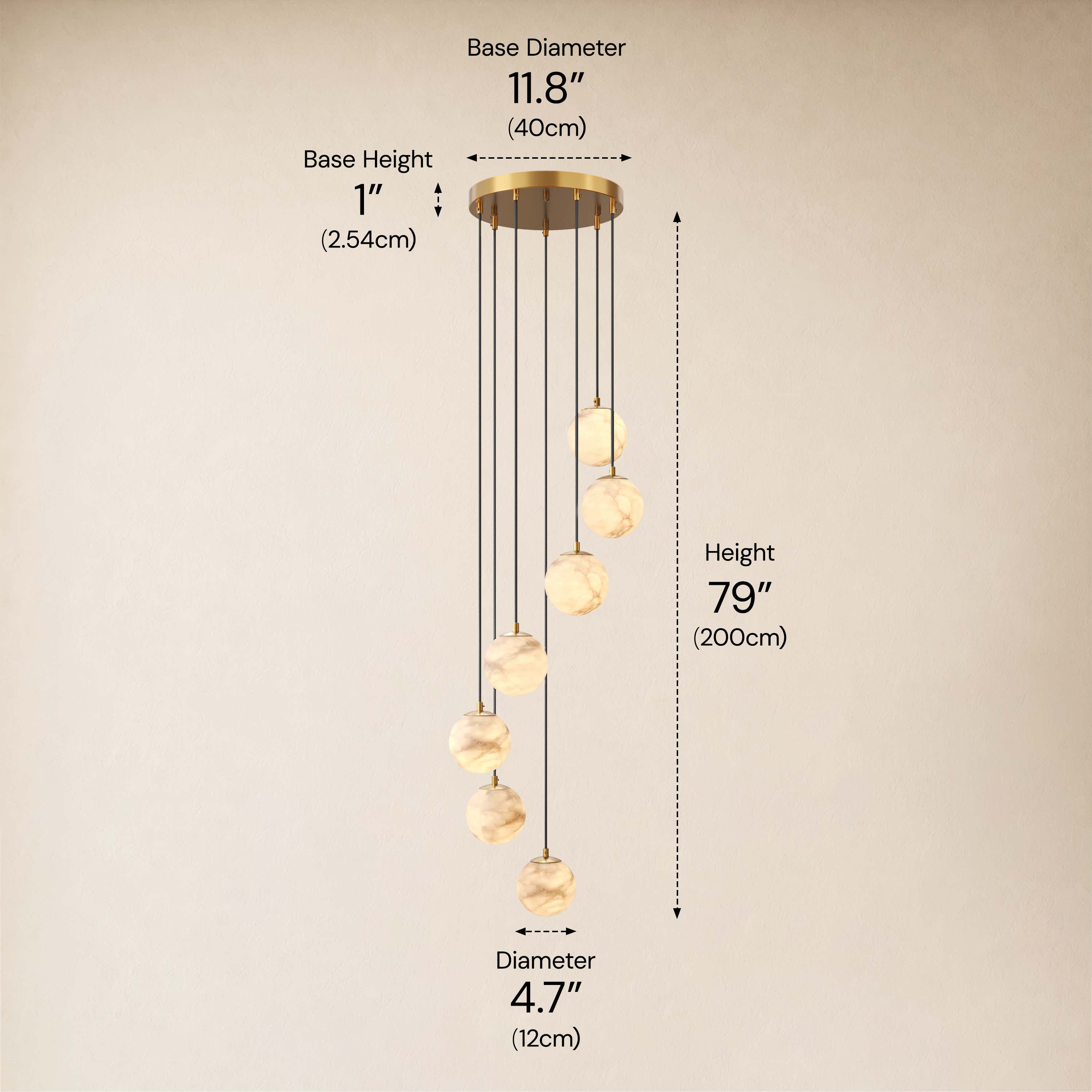 Solindra Resin Alabaster Texture Globe Cascade Chandelier