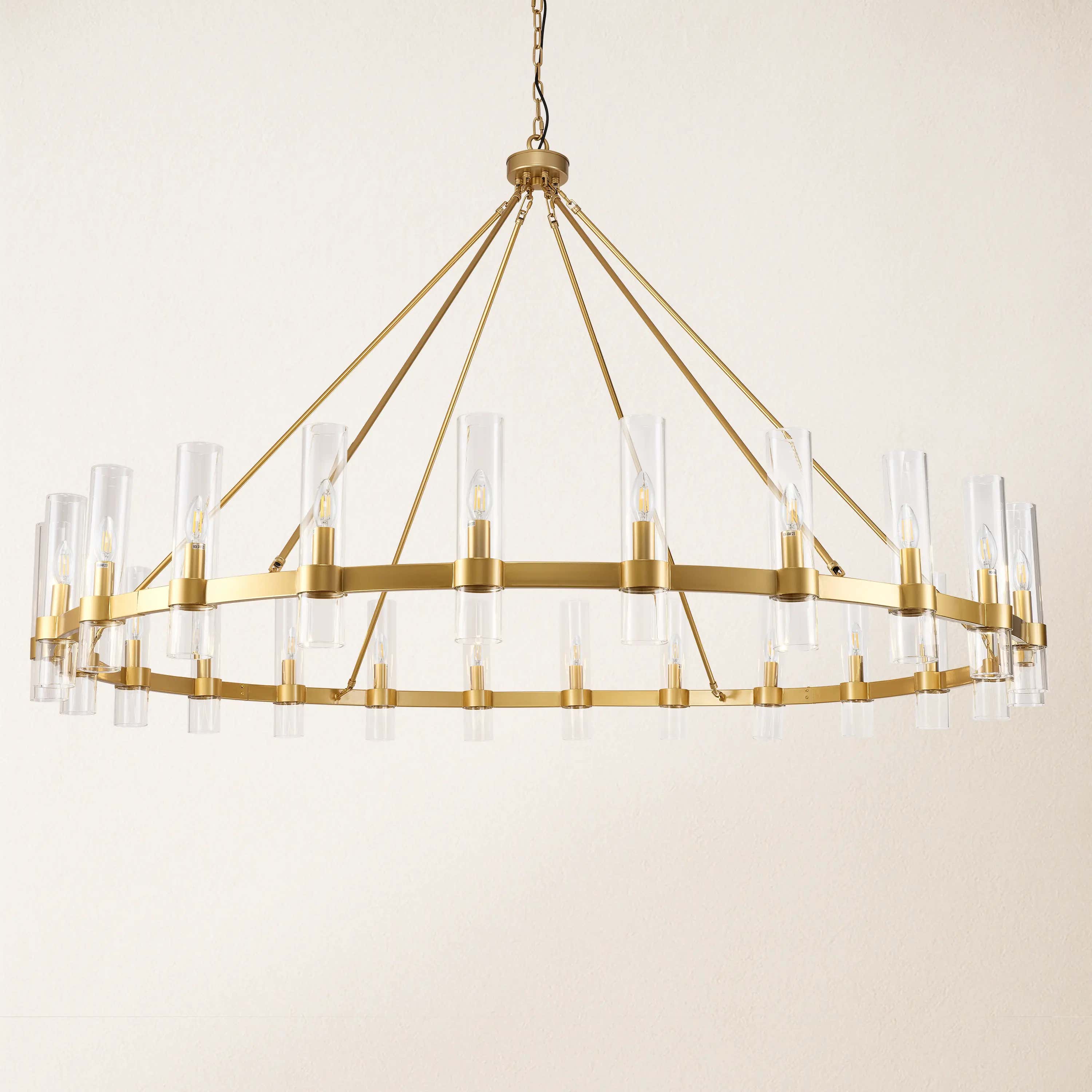 Cylora Glass Tube Round Chain Chandelier 70"D