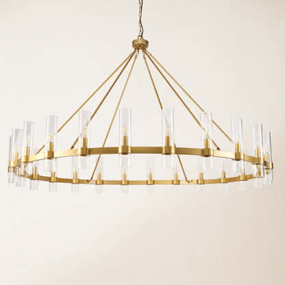 Cylora Glass Tube Round Chain Chandelier 70"D