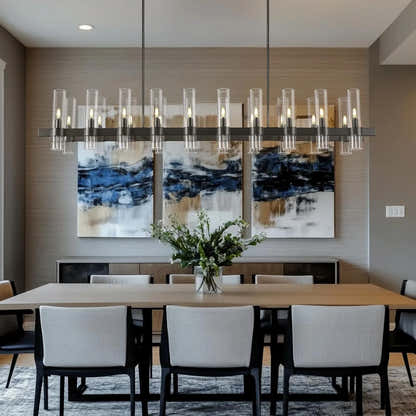 Cylora Glass Tube Rectangular Chandelier 68"W