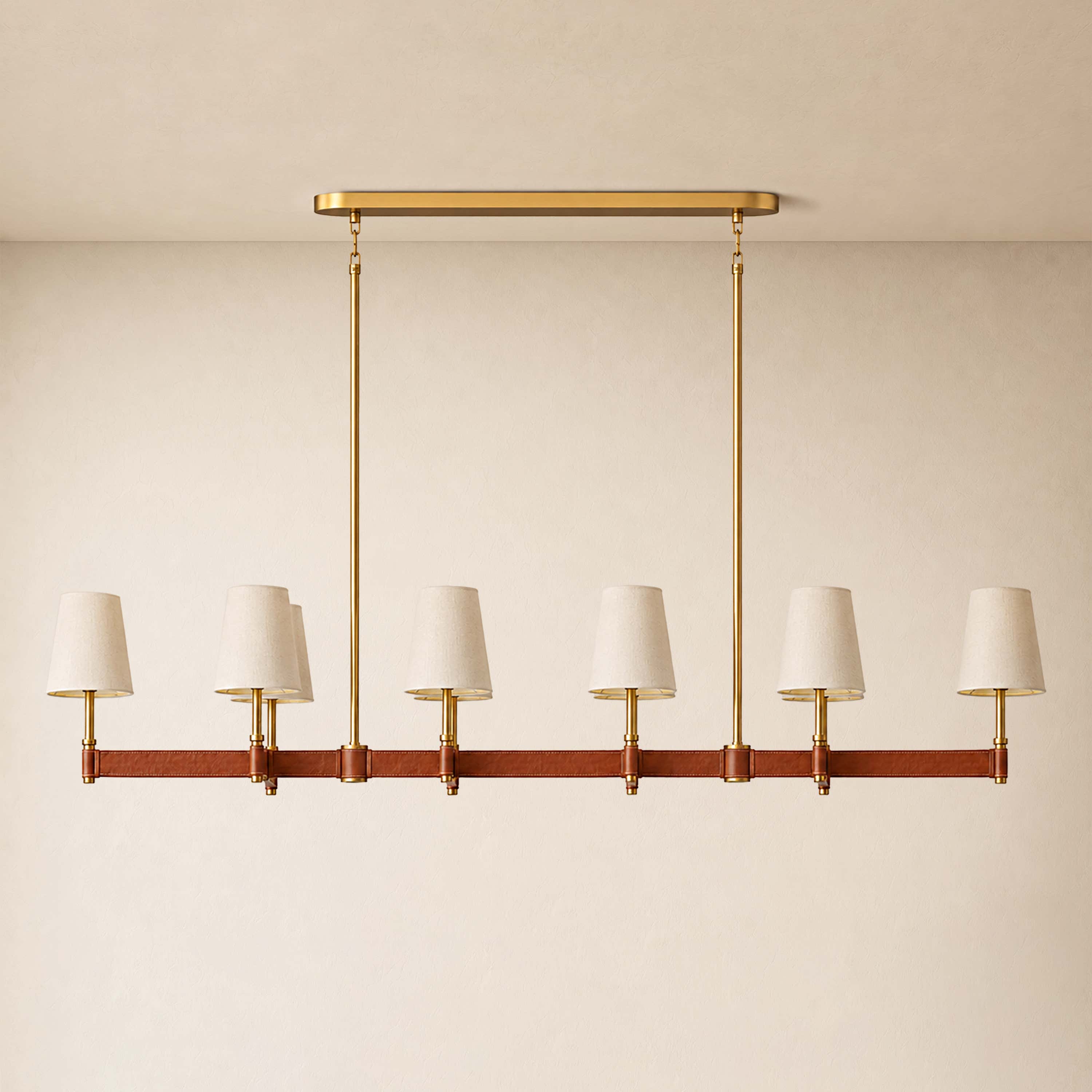 Corvella Leather Custom Linear Chandelier 62" 72"W