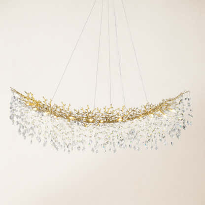 Frostleaf Crystal Cascade Tree Branch Linear Chandelier 72"W