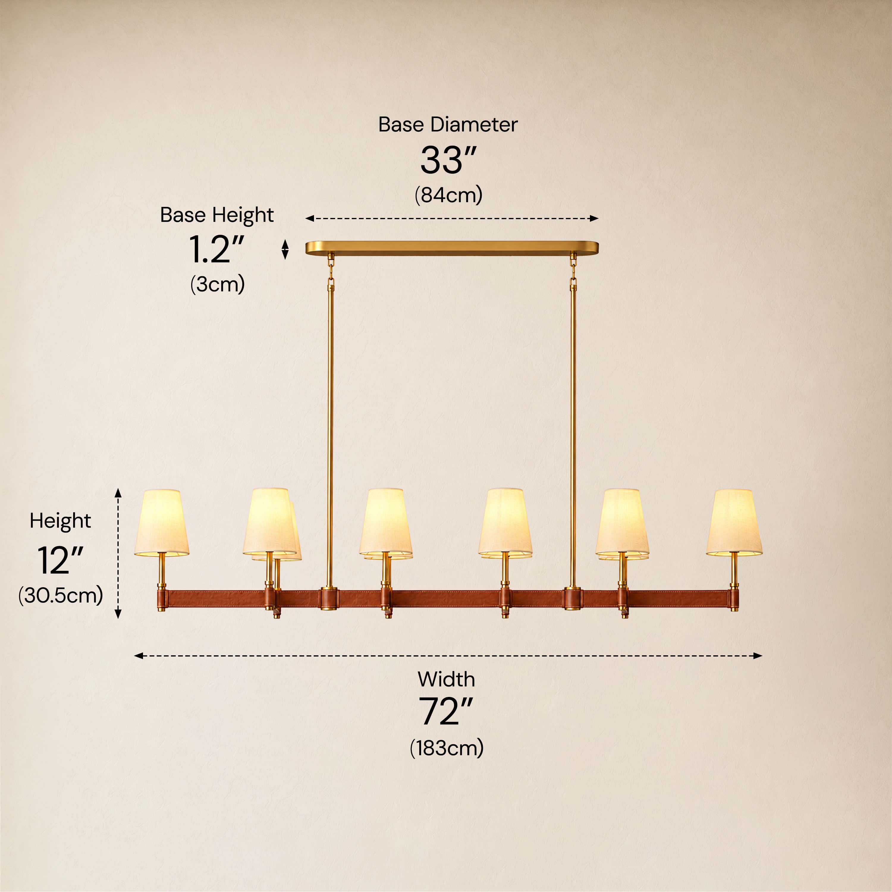 Corvella Leather Custom Linear Chandelier 62" 72"W