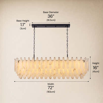 Caldera Alabaster Rectangular Custom Chandelier 54"W 72"W