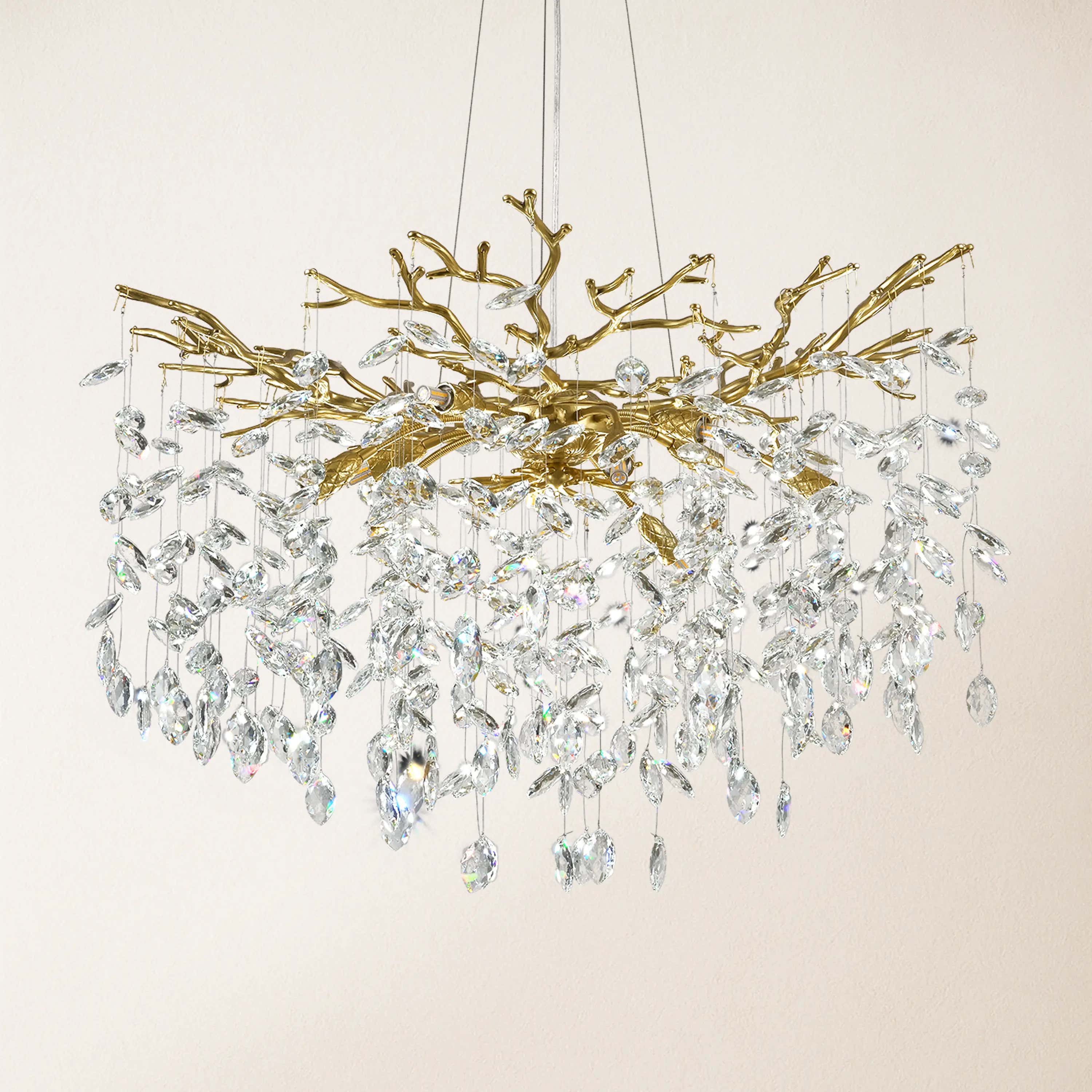 Frostleaf Crystal Cascade Branch Round Chandelier 30"D