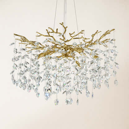 Frostleaf Crystal Cascade Branch Round Chandelier 30"D